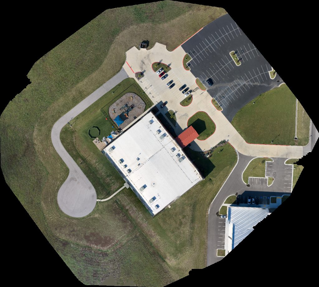 Drone map of outcast smoothie bowls Backcourt Kitchen in south tulsa Aerial drone map in Bixby, Ok, US