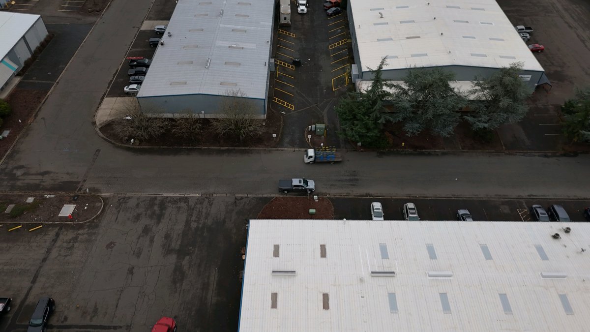 Drone 3d model of Nimbus Roofing Sheet Metal Creative Paper Crafting Inc in clackamas metal works Aerial drone 3d model in Portland, Or, US