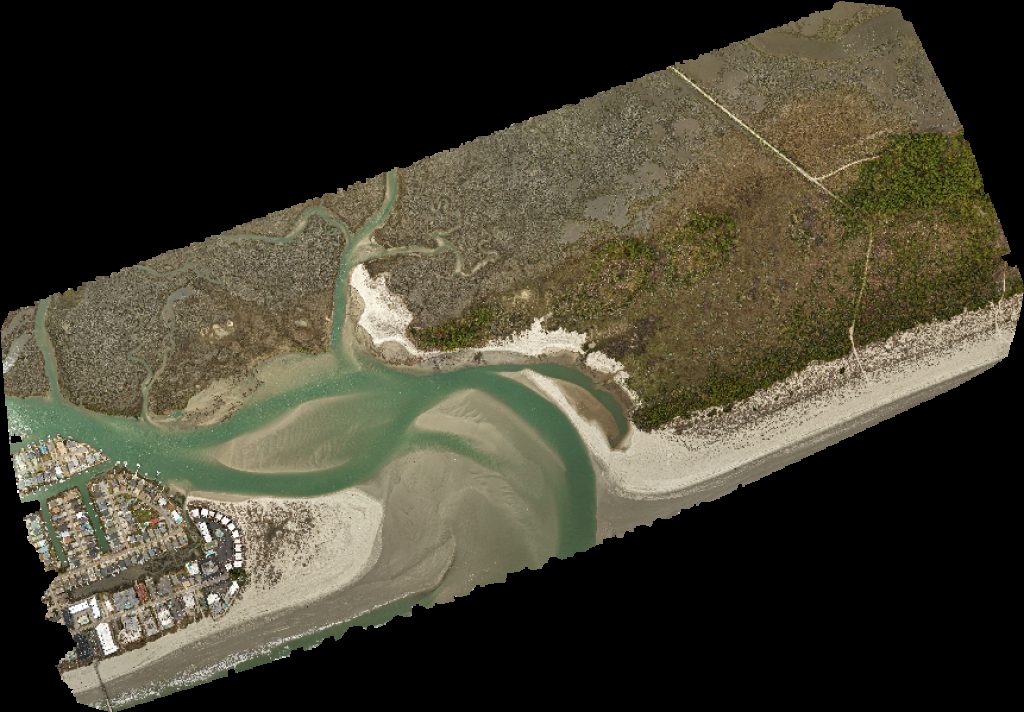 Drone map of cherry grove point Ocean view condo steps from the Inlet and marsh views in cherry grove Aerial drone map in North Myrtle Beach, Sc, US