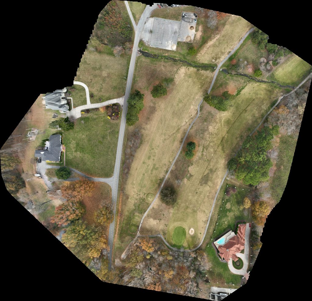 Drone map of Tennessee Tech Golden Eagle Golf Club Taverna on the Green in center of Aerial drone map in Cookeville, Tn, US