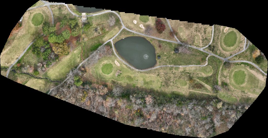 Drone map of Tennessee Tech Golden Eagle Golf Club Taverna on the Green in center of Aerial drone map in Cookeville, Tn, US
