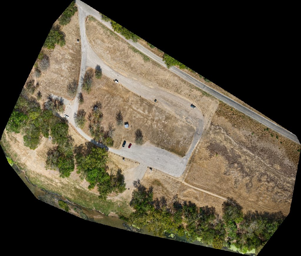Drone map of County Nature Park Colorado River Refuge Cottonwood Kings Accessible Trailhead in colorado river refuge Aerial drone map in Bastrop, Tx, US