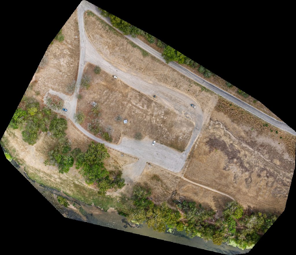 Drone map of County Nature Park Colorado River Refuge Cottonwood Kings Accessible Trailhead in colorado river refuge Aerial drone map in Bastrop, Tx, US