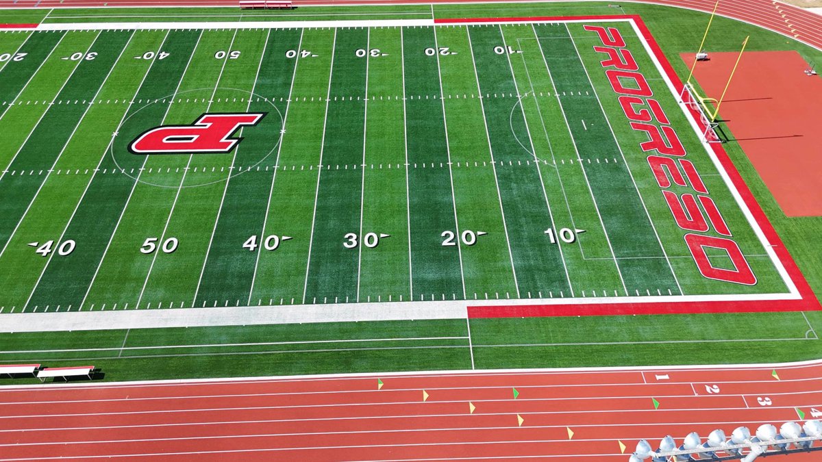 Drone 3d model of football field Red Ant Stadium Aerial drone 3d model in Progreso Lakes, Tx, US