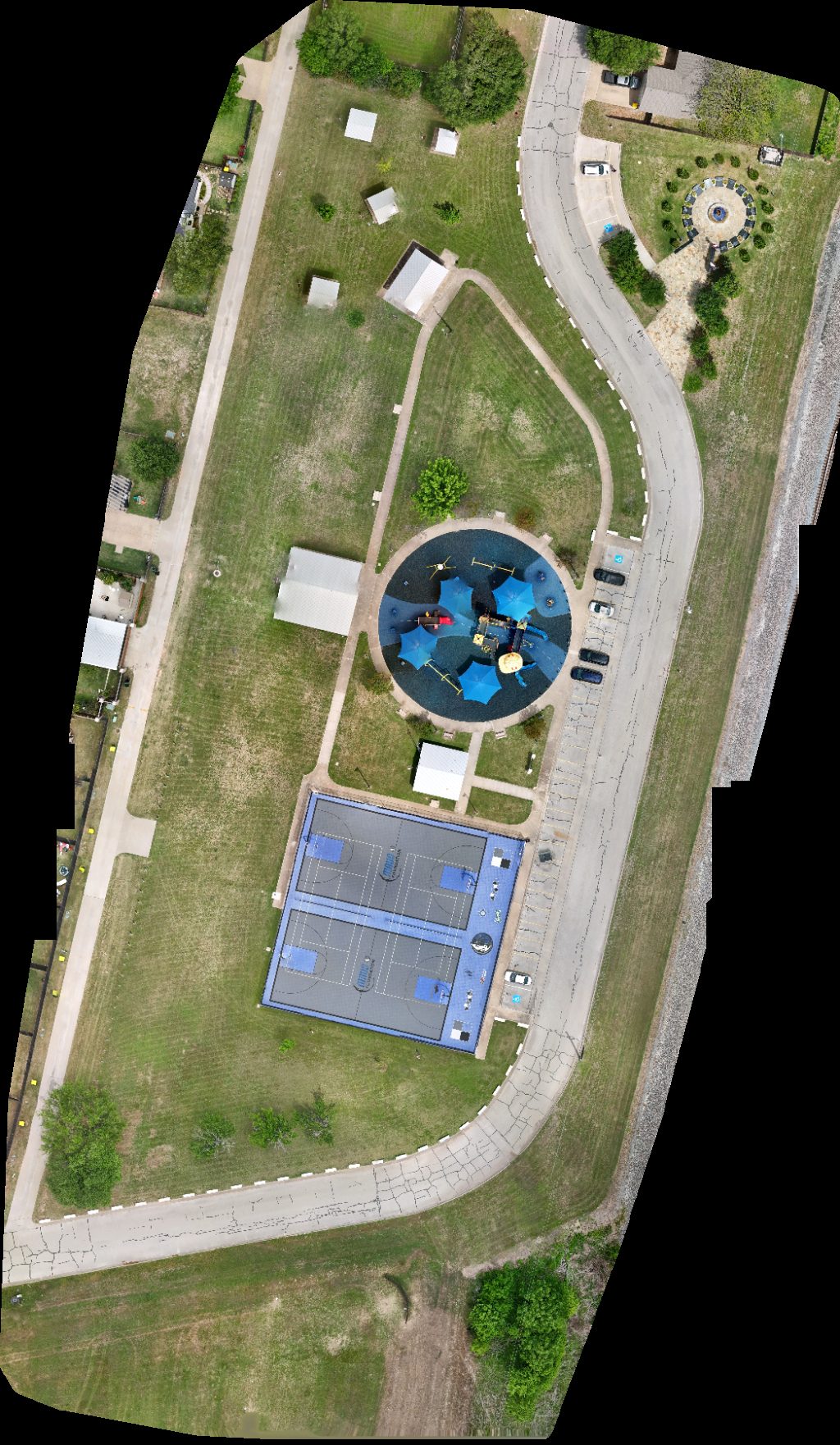 Drone map of Parker s Park Playground area Athletic Field in specialty care clinics Aerial drone map in West, Tx, US