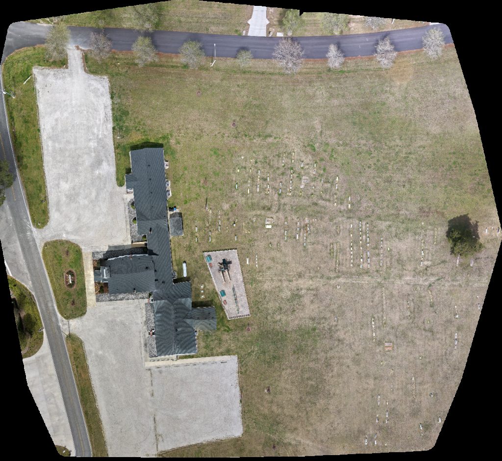 Drone map of Blackwater Baptist Church Cemetery in blackwater trading post Aerial drone map in Virginia Beach, Va, US