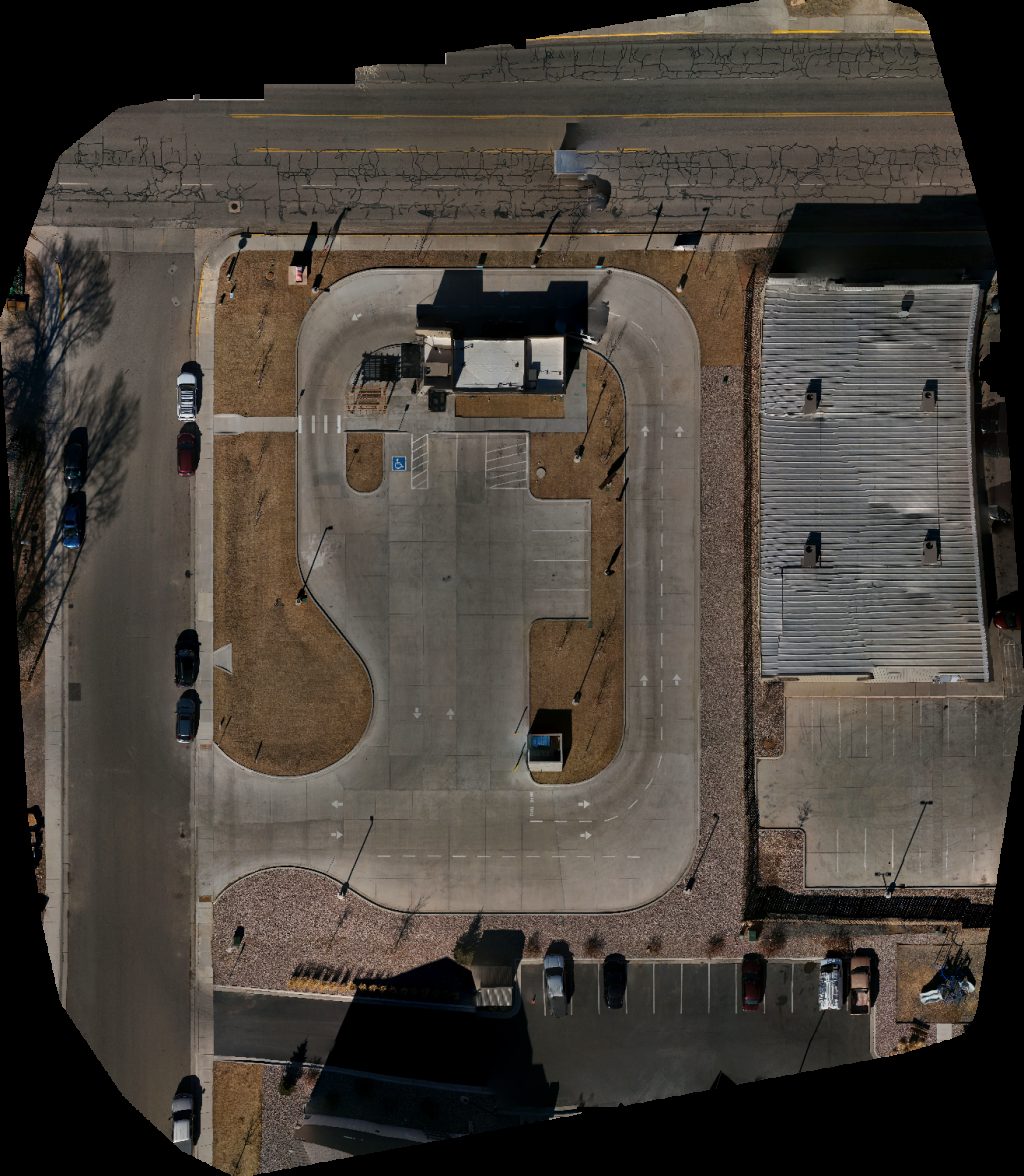 Drone map of McKim s Upholstery Auto Sales The Human Bean in snowy range Aerial drone map in Laramie, Wy, US